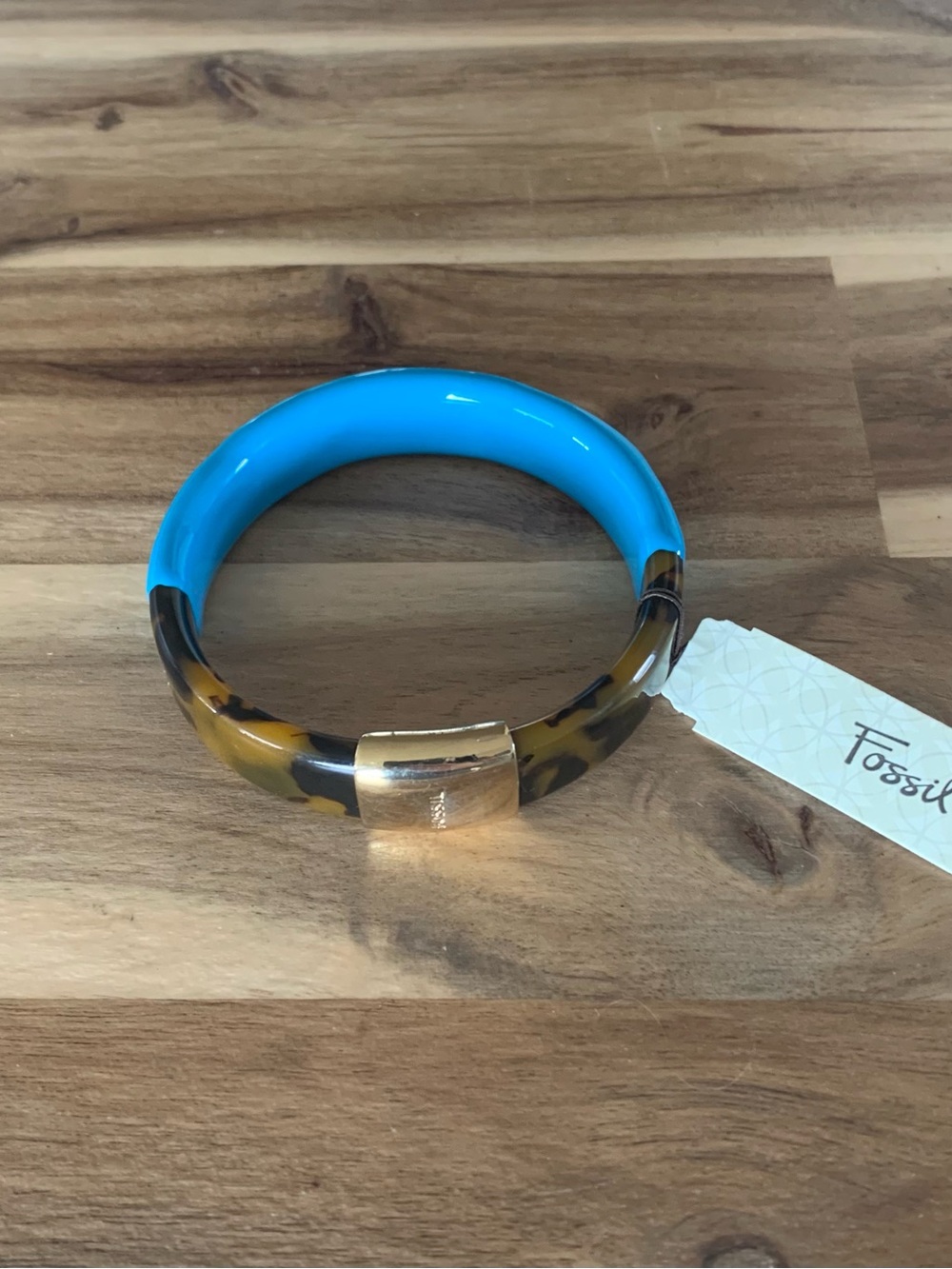 Fossil turquoise blue resin 2 Bangle Cuff Bracelet NWT